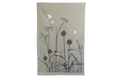 Organic Cotton Tea Towel Blue Wren