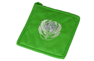 Organic Cotton Pot Holder Green Waratah