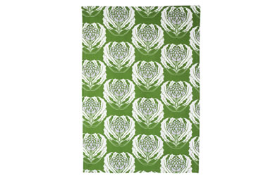 Organic Cotton Tea Towel Green Waratah